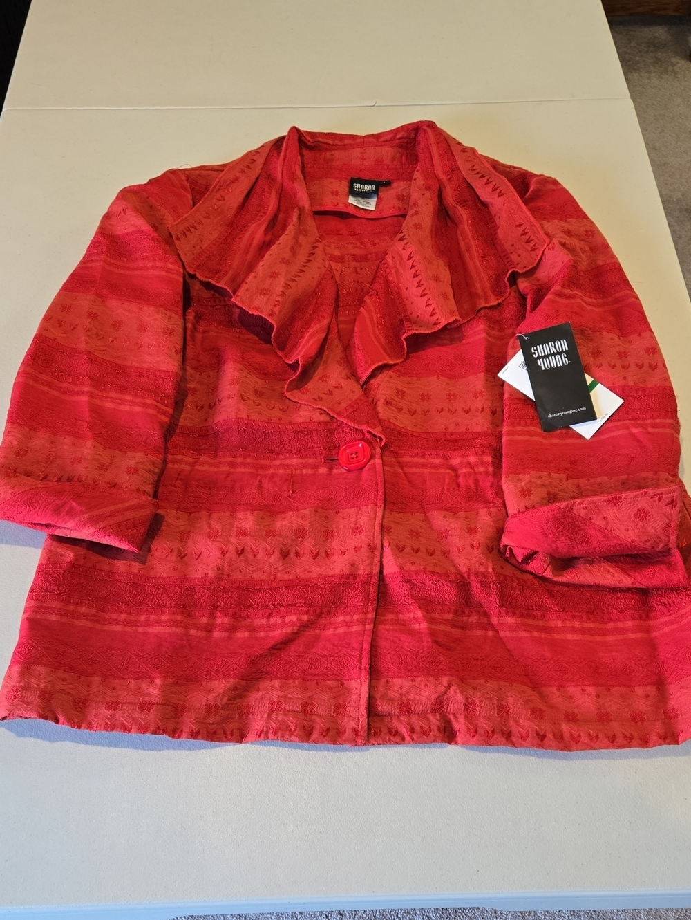 Sharon Young Women’s Red Drape Front Jacket